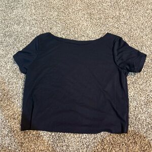 women’s navy cut off tee